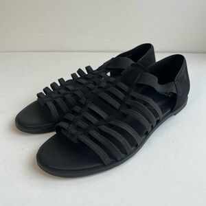 Eileen Fisher Rato Strappy Flat Black Sandals Size 9.5
